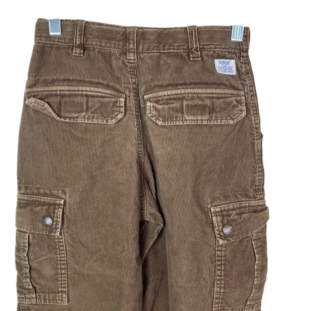 Oshkosh B'Gosh Boys Sz 7X Wide Leg Corduroy Cargo Pants Brown Casual